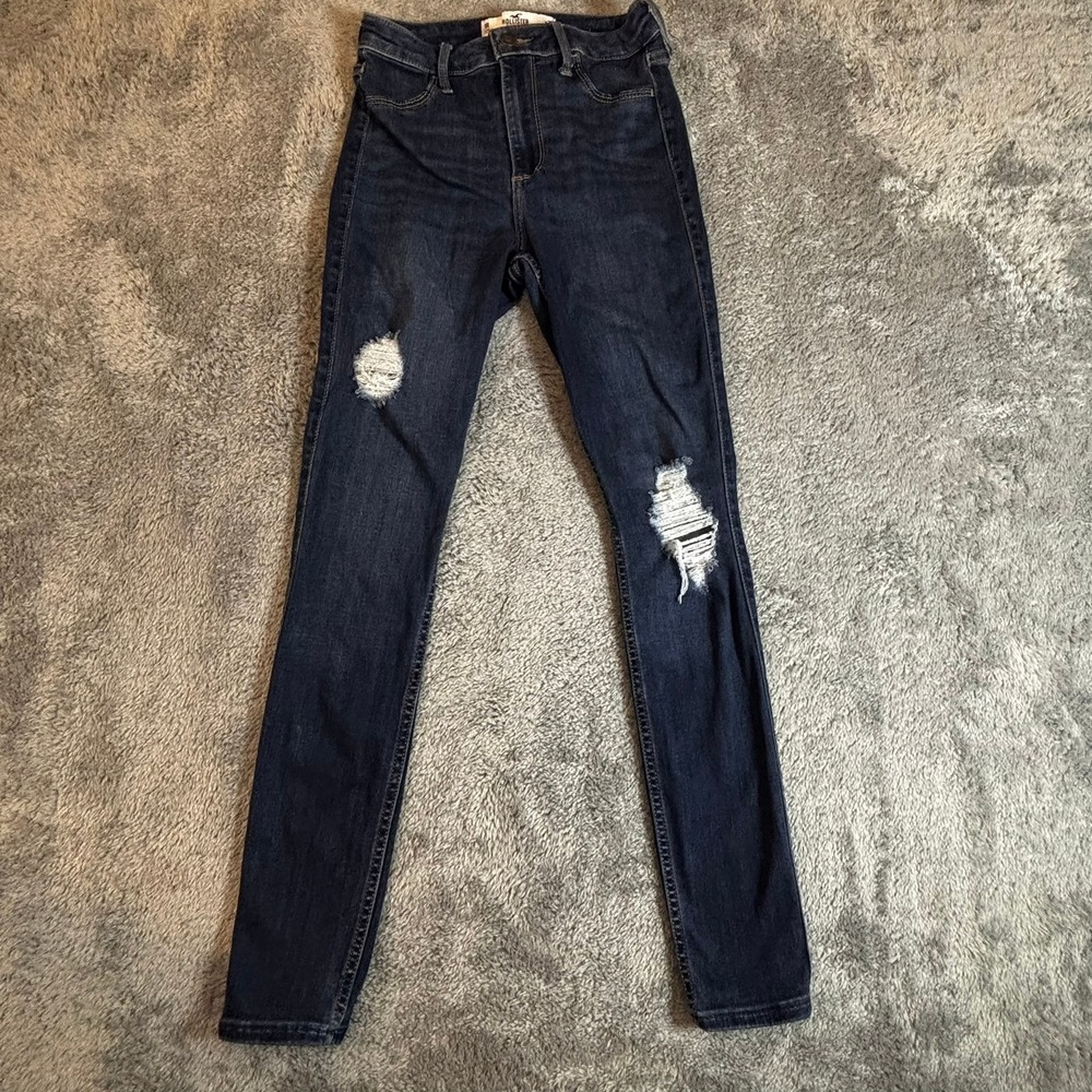 Hollister High Rise Jean Legging W25 L28 Dark Wash Distressed Advanced Stretch